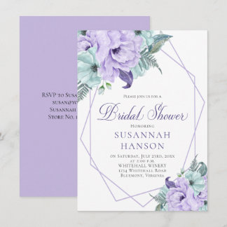 Lavender and Mint Floral Geometric Bridal Shower C Card