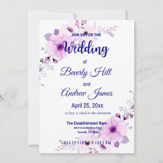 Lavender and Navy Customizable Wedding Invites