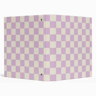Lavender and Off White Checkerboard 3 Ring Binder