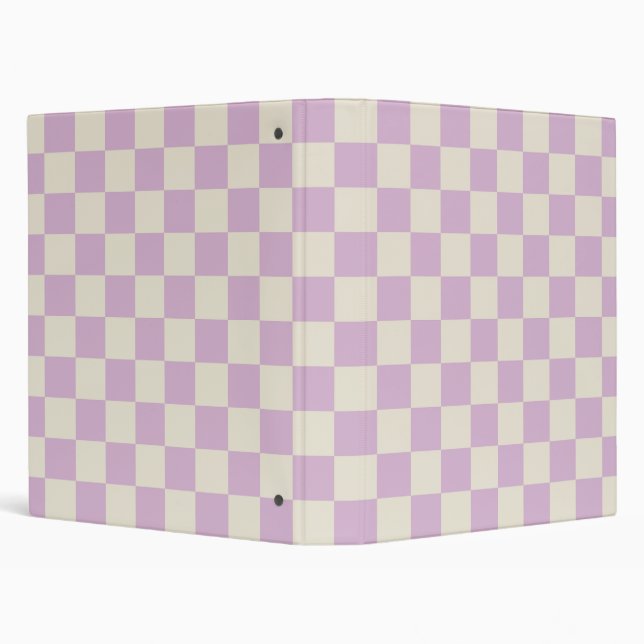 Lavender and Off White Checkerboard 3 Ring Binder (Background)