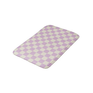 Lavender and Off White Checkerboard Bath Mat