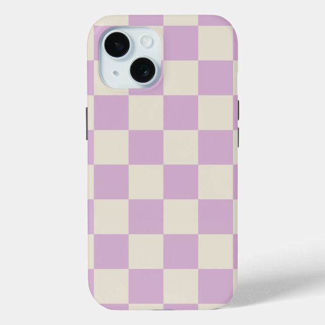 Lavender and Off White Checkerboard Case-Mate iPhone Case (Back)