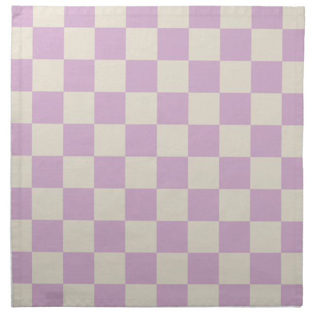 Lavender and Off White Checkerboard Cloth Napkin (Front)