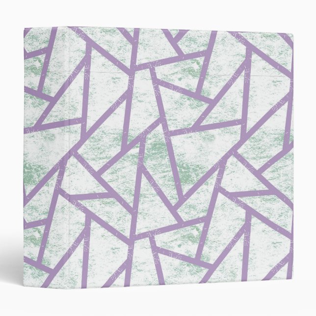 Lavender and pale green mosaic pattern 3 ring binder (Front/Spine)