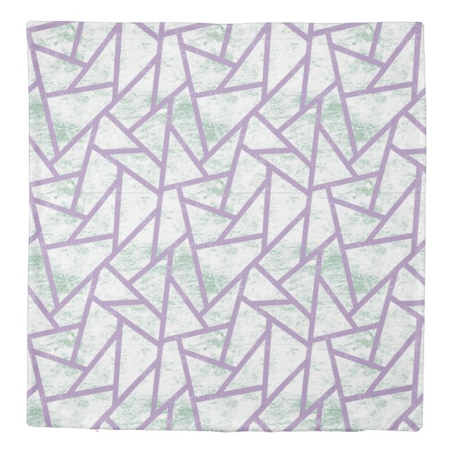 Lavender and pale green mosaic pattern duvet cover (Back)