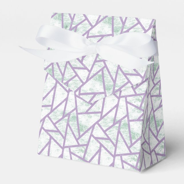Lavender and pale green mosaic pattern favor boxes (Front Side)