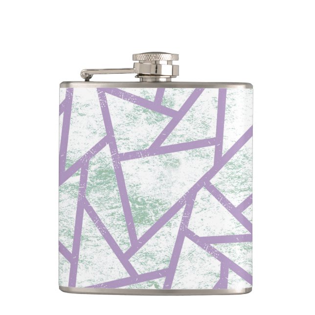 Lavender and pale green mosaic pattern flask (Front)