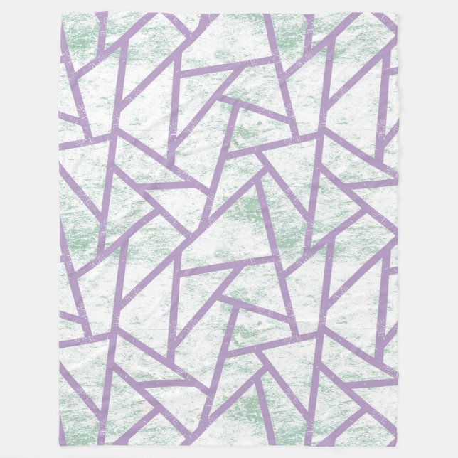 Lavender and pale green mosaic pattern fleece blanket (Front)