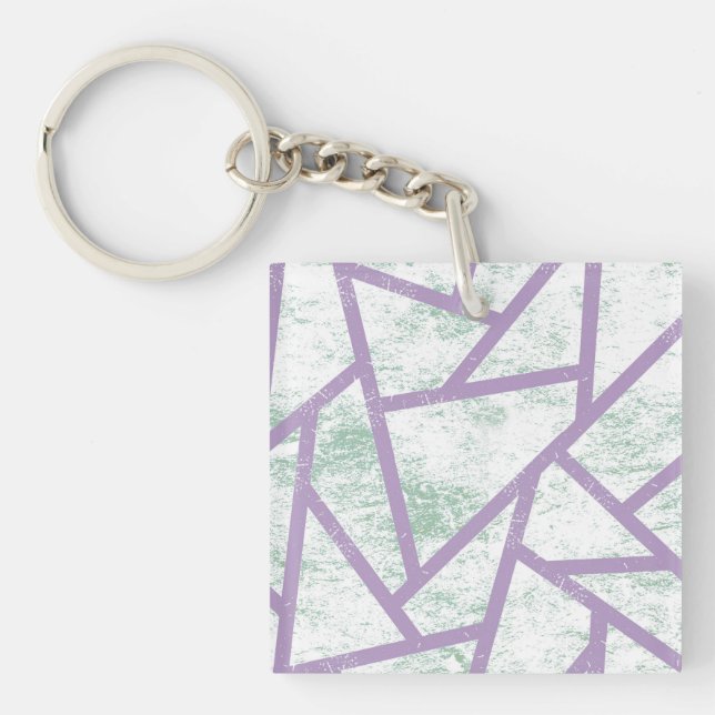 Lavender and pale green mosaic pattern keychain (Front)