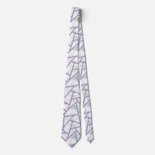 Lavender and pale green mosaic pattern neck tie (Front)