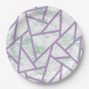 Lavender and pale green mosaic pattern paper plates