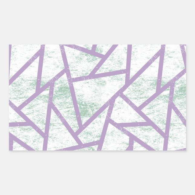 Lavender and pale green mosaic pattern rectangular sticker (Front)