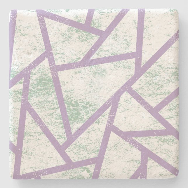 Lavender and pale green mosaic pattern stone coaster (Front)