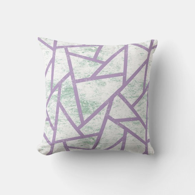 Lavender and pale green mosaic pattern throw pillow (Front)