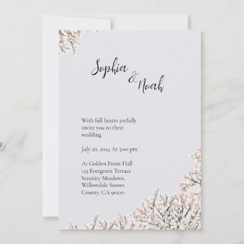 Lavender And Peach Blossom Wedding Invitation Card
