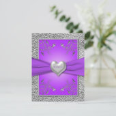 Lavender and Pewter Heart RSVP Card (Standing Front)