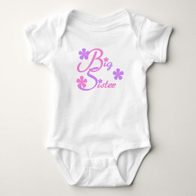 Lavender and Pink Big Sister Baby Bodysuit (Front)