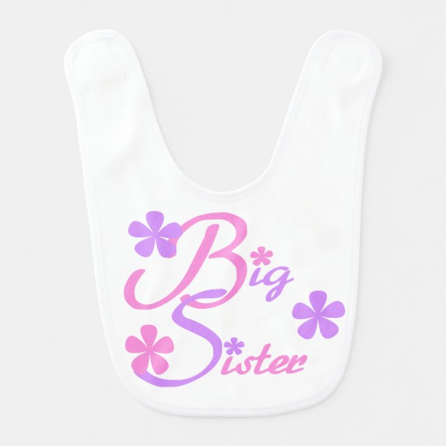 Lavender and Pink Big Sister Bib (Front)