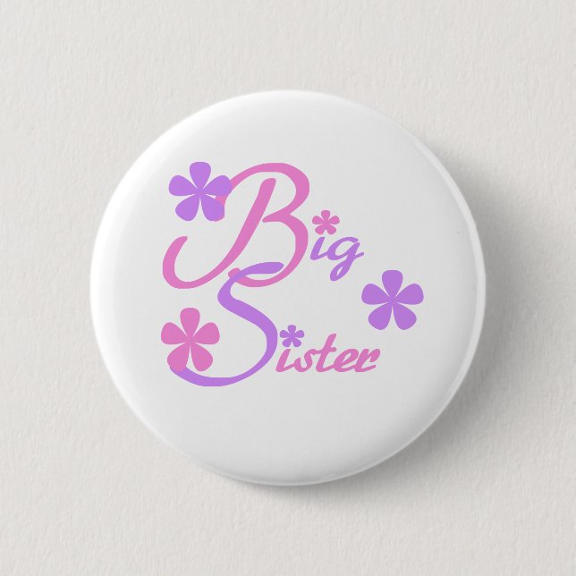 Lavender and Pink Big Sister Button (Front)