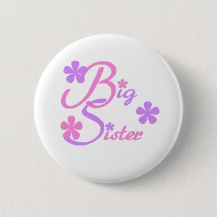 Lavender and Pink Big Sister Button
