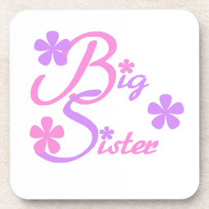 Lavender and Pink Big Sister Gifts Beverage Coaster