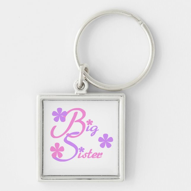Lavender and Pink Big Sister Gifts Keychain (Front)