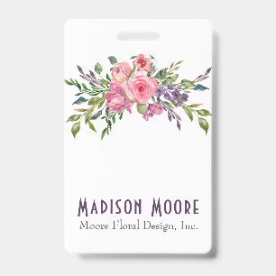 Lavender And Pink Floral Bouquet Badge