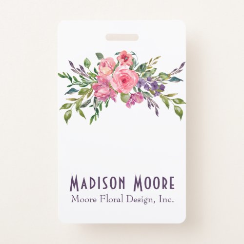 Lavender And Pink Floral Bouquet Badge