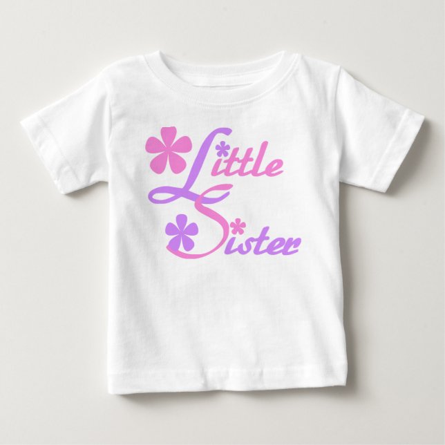 Lavender and Pink Little Sister Baby T-Shirt (Front)