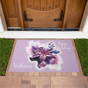 Lavender And Pink Poinsettia Doormat