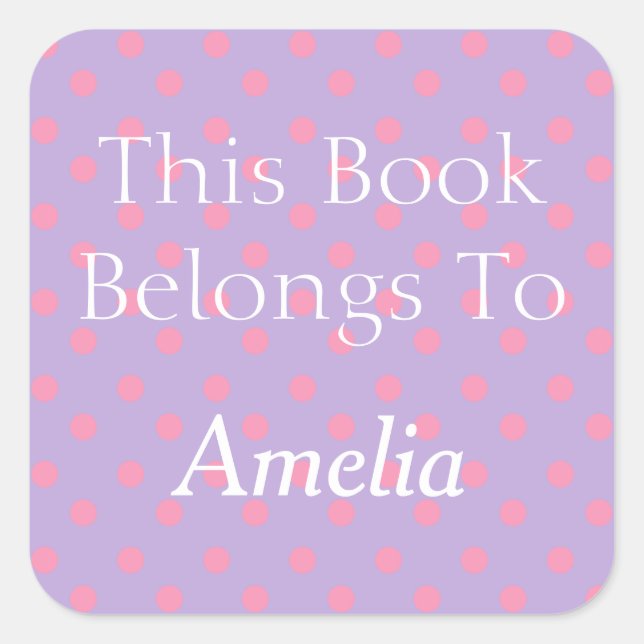 Lavender and Pink Polka Dot Bookplate (Front)