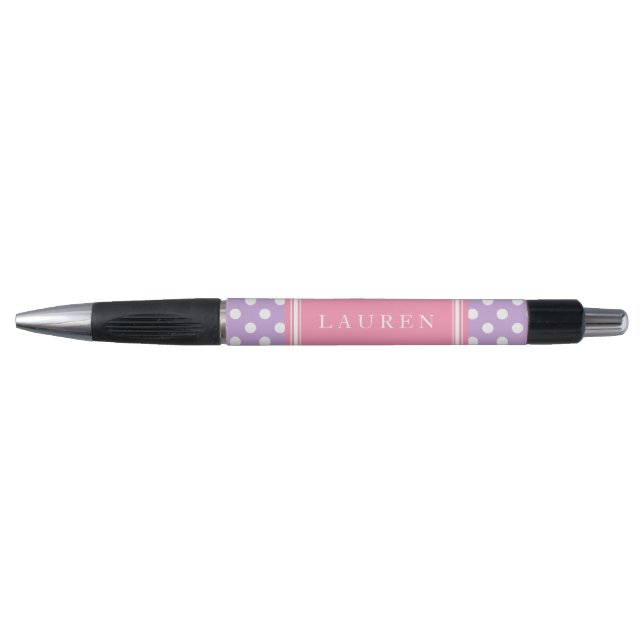 Lavender and Pink Polka Dots Pattern Pen (Front)