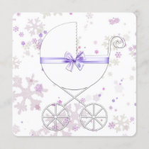Lavender and Pink Snowflake Baby Shower Invitation