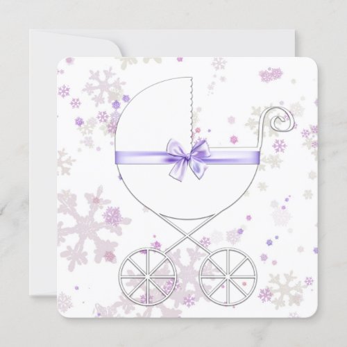 Lavender and Pink Snowflake Baby Shower Invitation
