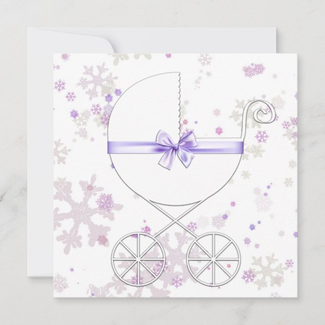 Lavender and Pink Snowflake Baby Shower Invitation (Front)