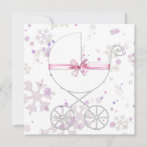 Lavender and Pink Snowflake Baby Shower Invitation