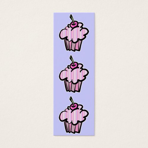 lavender and pink stripes cupcake bookmark