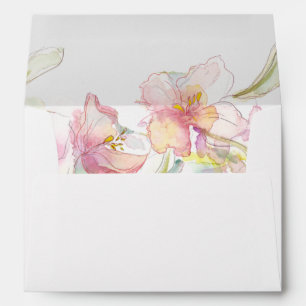 Lavender and Pink Watercolor Floral Pre-Addressed Envelope