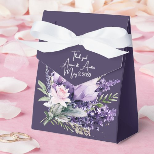 Lavender and Pink Watercolor Florals Wedding  Favor Boxes