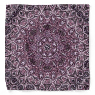 Lavender and Plum Marble Mandala Pattern Bandana