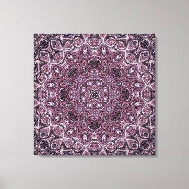 Lavender and Plum Marble Mandala Pattern Canvas Print (Front)