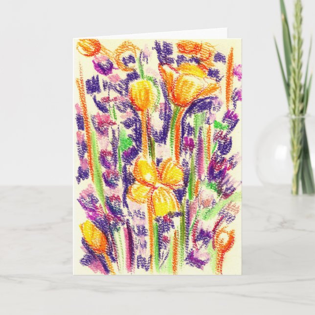 Lavender and Poppies Greeting Card (Front)