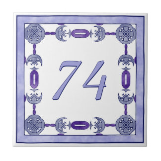 Lavender and Purple Big House Number Ceramic Tile