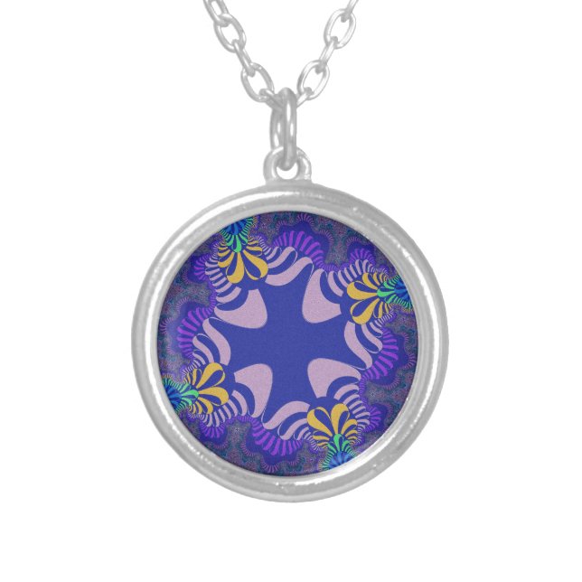 Lavender and Purple Cross Silver Plated Necklace (Front)
