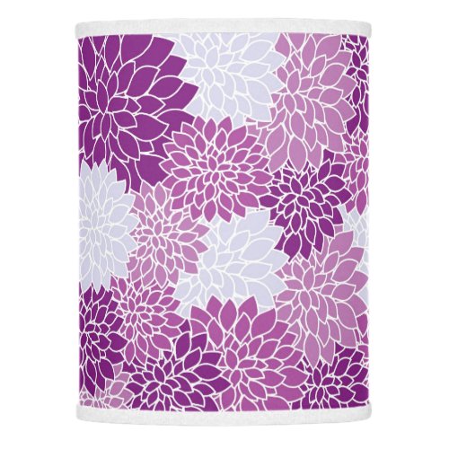 Lavender And Purple Dahlia Painted Floral Modern Lamp Shade