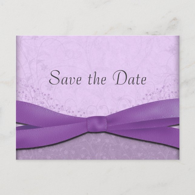 Lavender and Purple Floral Save the Date Postcards (Front)