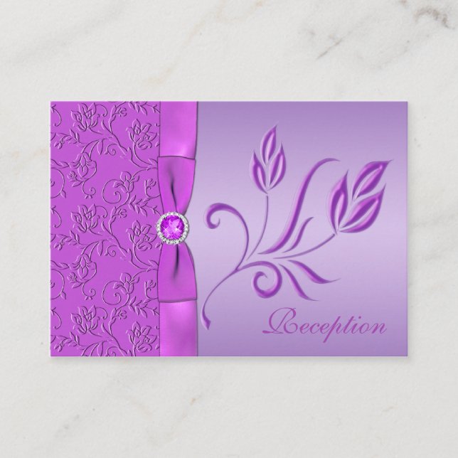 Lavender and Purple Jewelled Reception Card (Front)