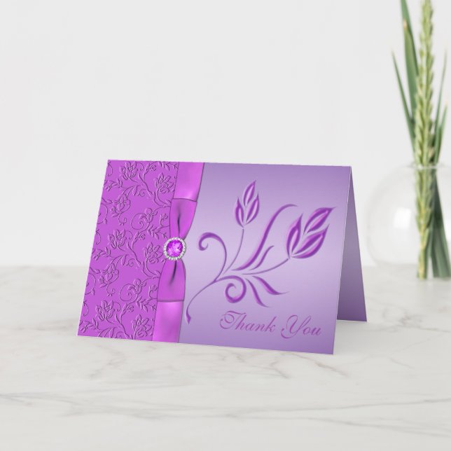Lavender and Purple Jewelled Thank You Card (Front)