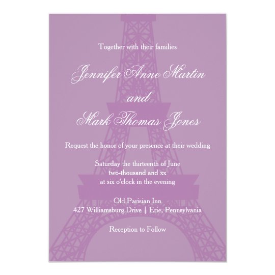Lavender And Purple Paris Eiffel Tower Wedding Invitation Zazzle Lavender And Purple Paris Eiffel Tower Wedding Invitation