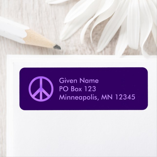 Lavender and Purple Peace Symbol Label (Insitu)